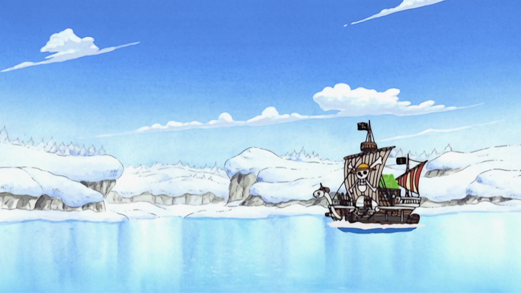 One Piece Episode 82. Straw Hats meet snow for the first time in Drum Island. 