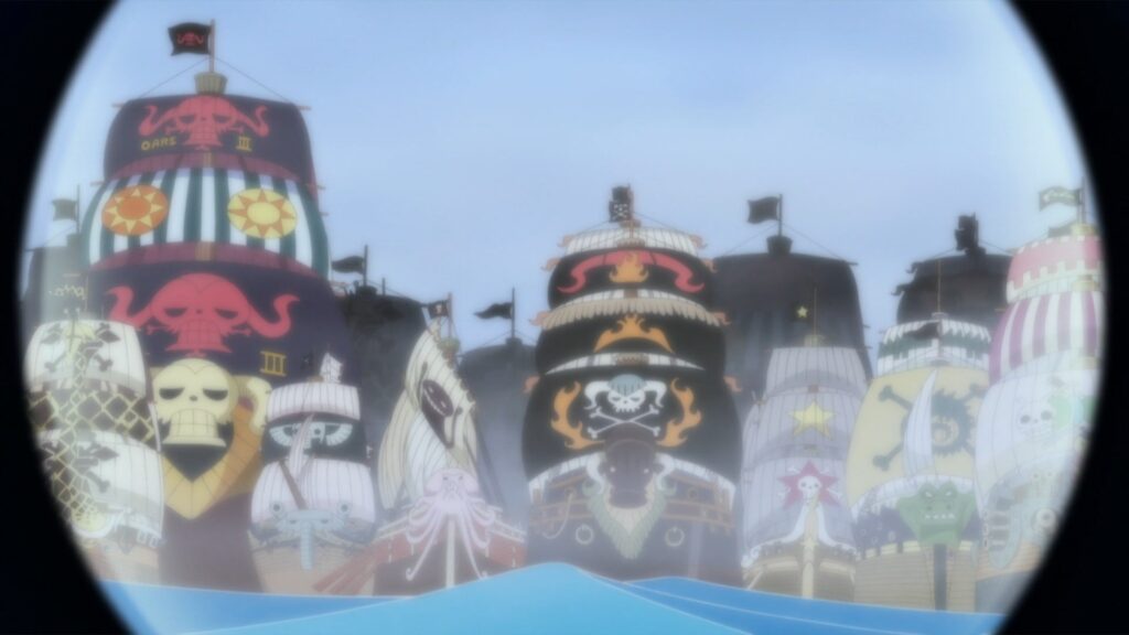 One Piece Episode 460 Whitebeard Pirates coming to fight the Marineford Navy Headquarters in Amazon Lily