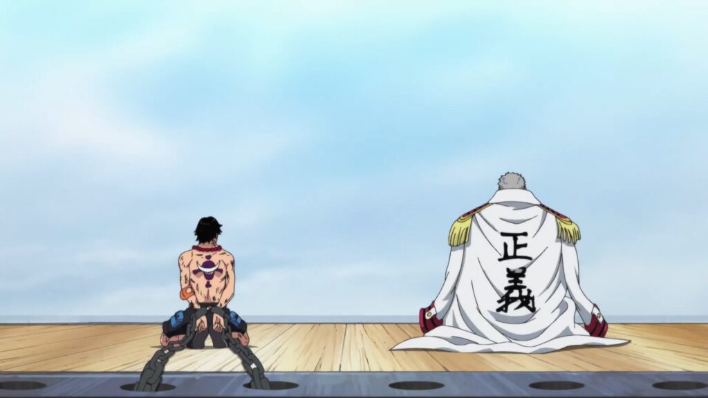 One Piece Episode 463. Garp cries for the path that Ace choose.