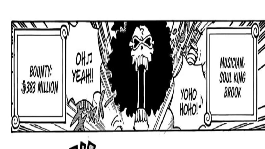 One Piece Chapter 1050 Musician Soul King Brook got a bounty of 383M Berries after Wano Arc.