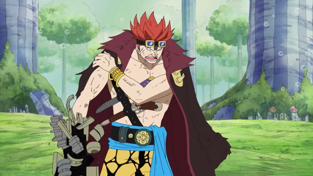 One piece Episode 400. During the fight with Pacifistas, Kid got some pretty serious injuries.