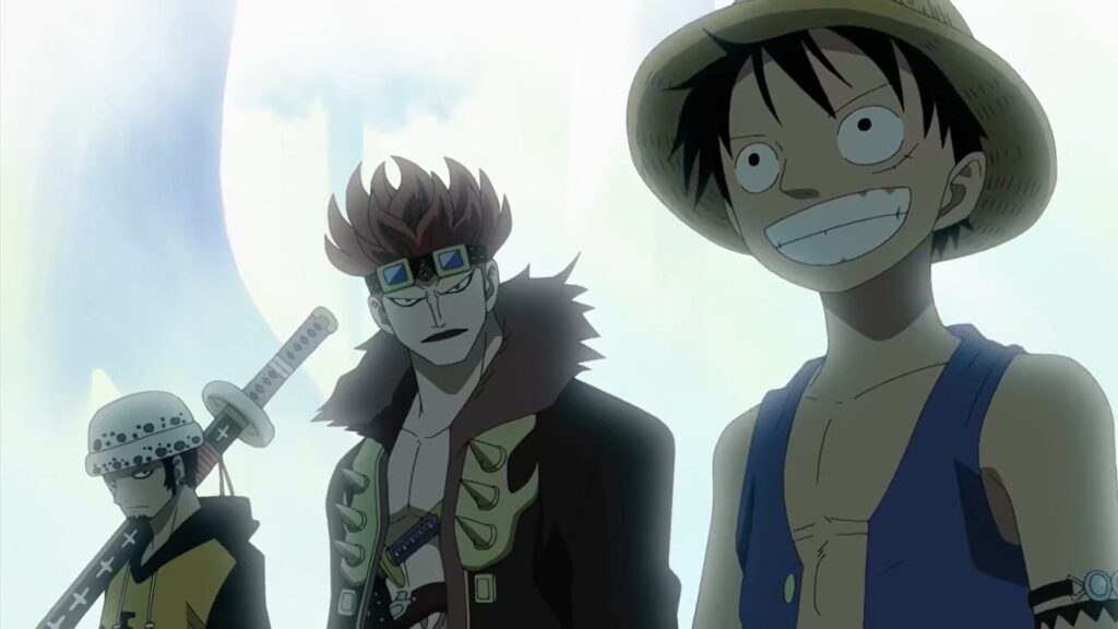 One Piece 392 Kid Luffy and Law fight against marines.