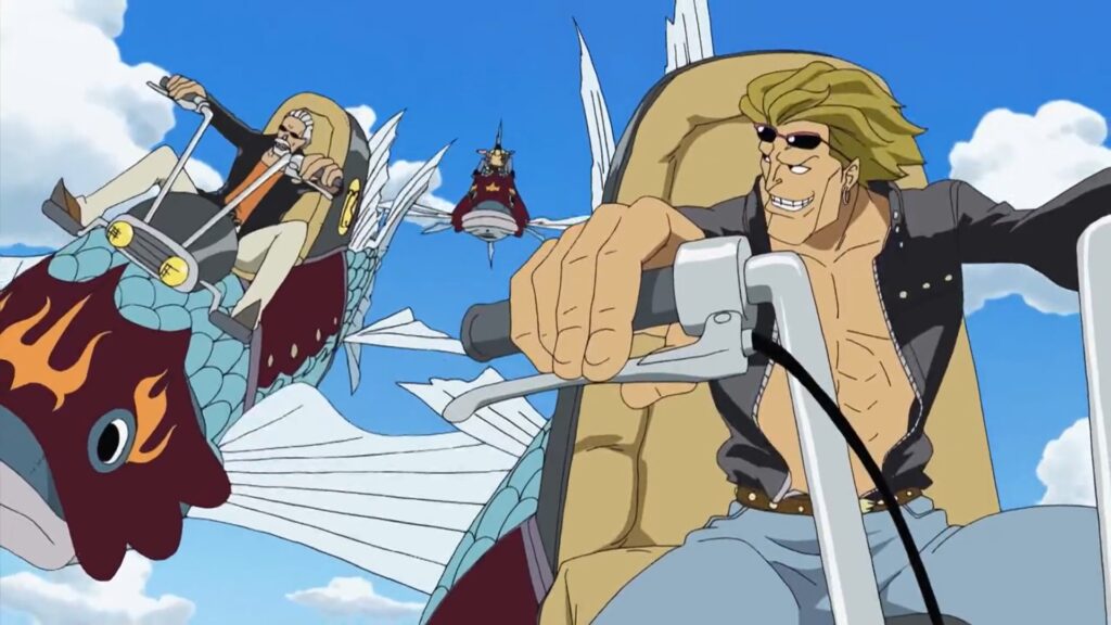 The Flying Fish Riders attack the strawhats.