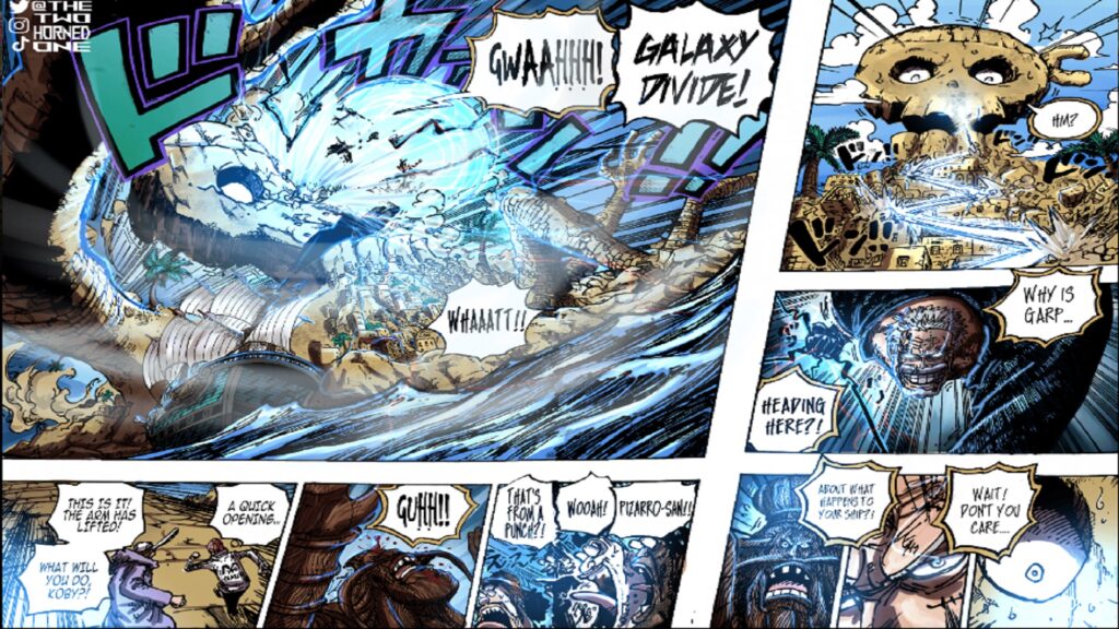 Galaxy Divide is the strongest attack of Monkey D Garp, it appears again and again.