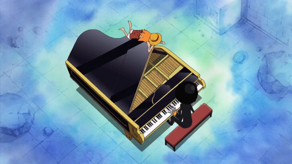 One Piece 379 Brook is found and rescued by the Straw hats so he joins them as their musician.