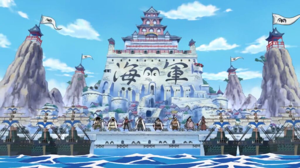One Piece 456 the giant squad is part of the marines and they fought at marine fort under the vice admiral John Giant.