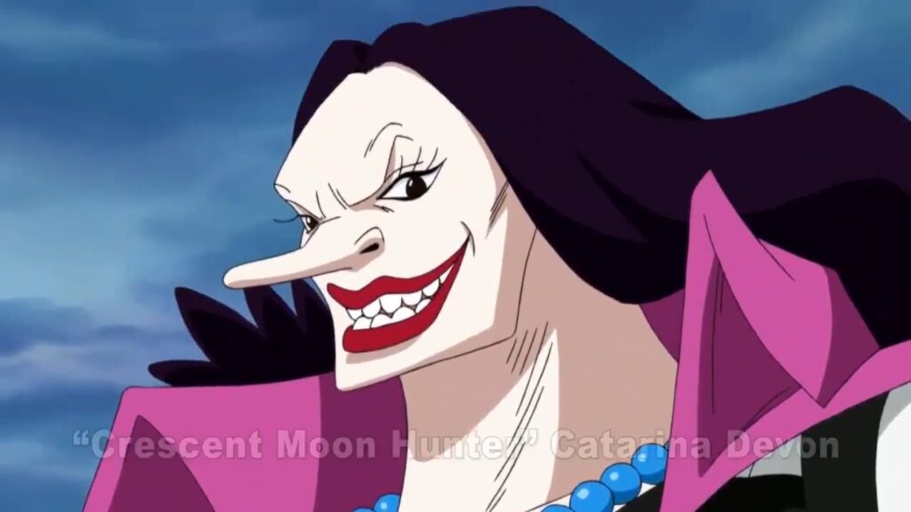 One Piece 460 Catarina Devon is a member of the Blackbeard Pirates she is also known as the Crescent Moon Hunter.