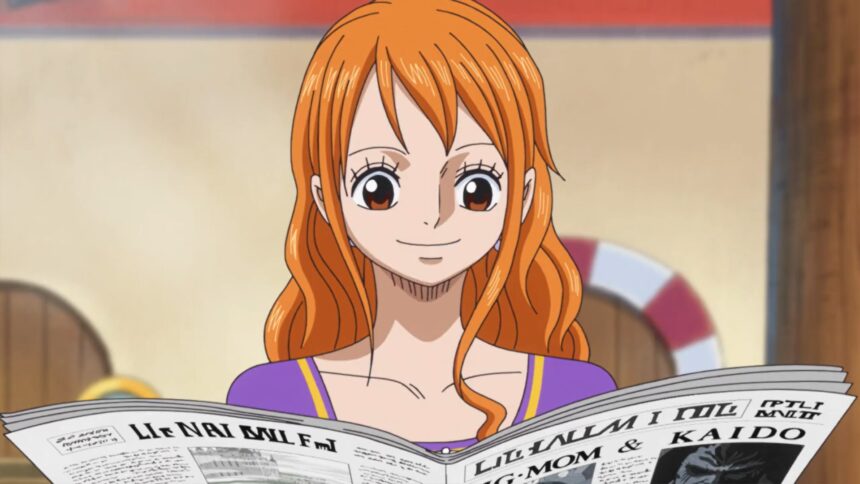 One Piece 879 Nami read the news about Vivi and the Reverie.