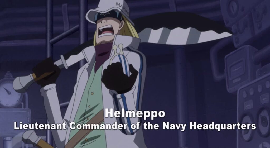 One Piece Chapter 1080 Helmeppo is Koby's best friend so is only natural to have joined SWORD.