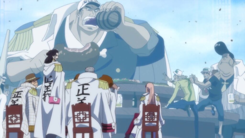 One Piece 887 Lacroix is huge in comparison with other Vice admirals.