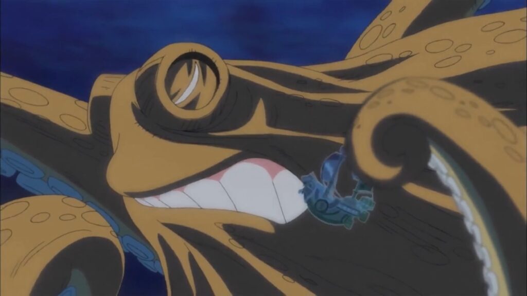 One Piece 527 Luffy tries to tame a Kraken.