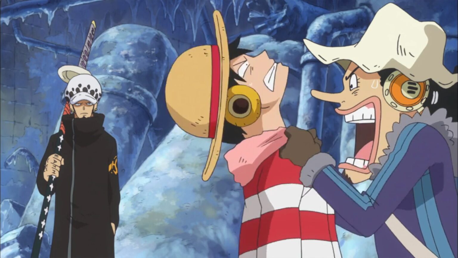 One Piece Ep 580. The alliance between Law pirates and Strawhats is formed.