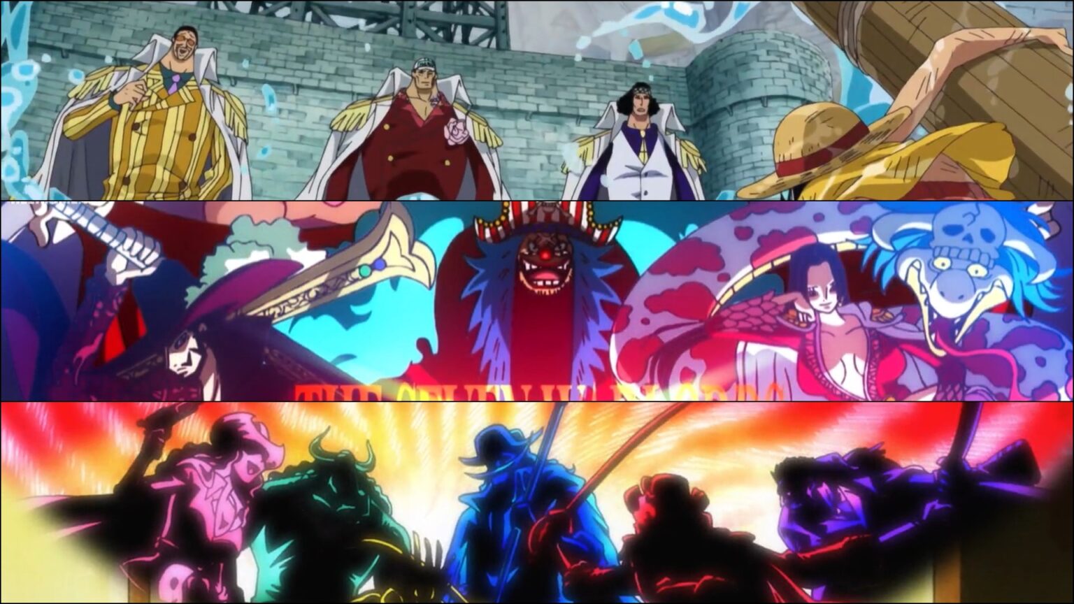 The Power Balance in One Piece is held by the three great powers, Yonko, Marines and the Seven Warlords of the Sea.