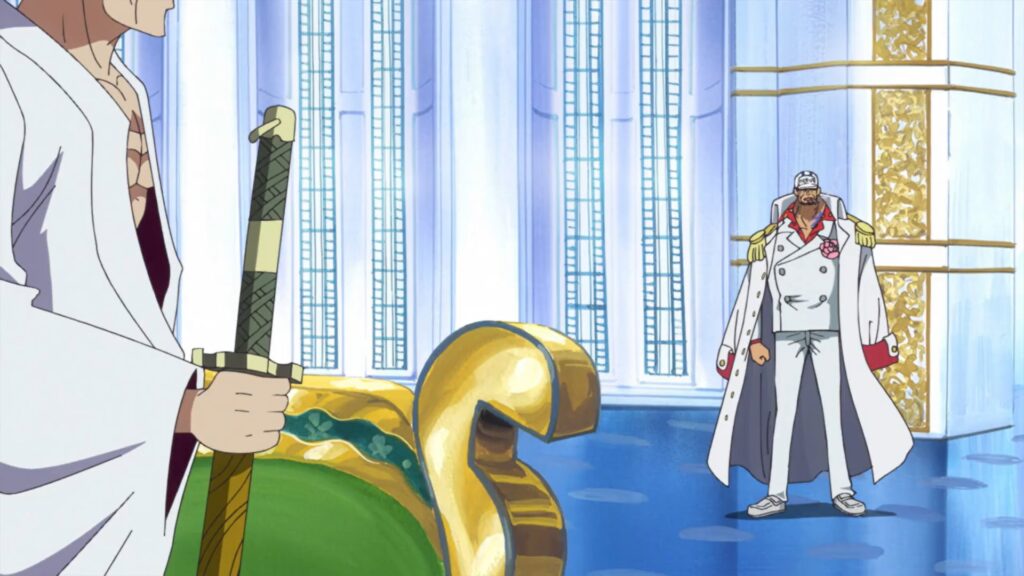 One Piece 799 Fleet Admiral Akainu is still under the command of the five gorosei.