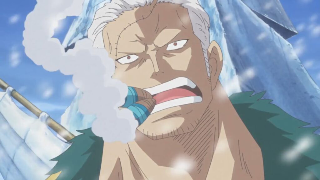 One Piece Ep 580. Vice Admiral Smoker is a member of G5 and arrived on Punk Hazard.
