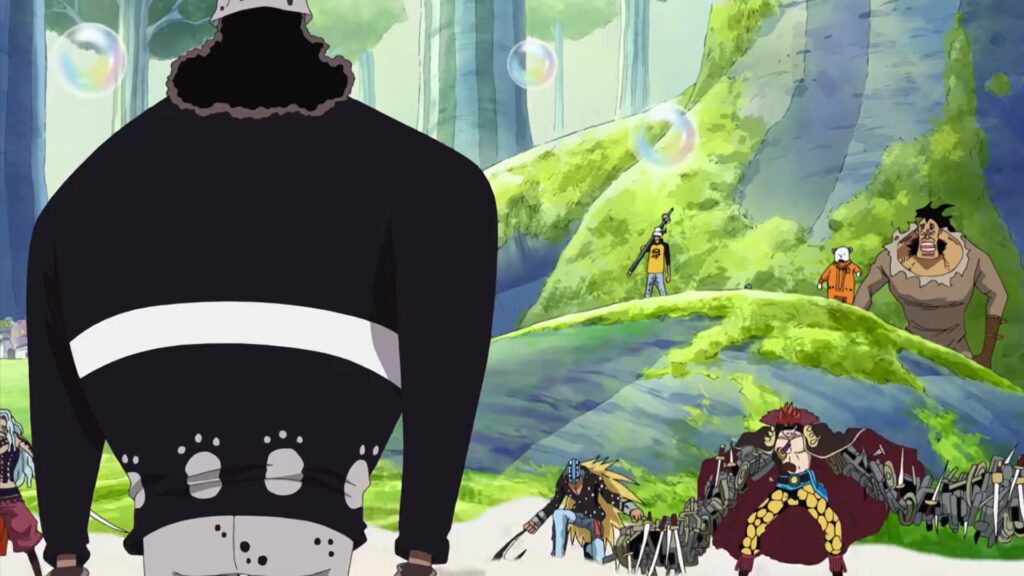 One piece Episode 400. Kid and his crew were causing trouble on the Saboady Island even before the Straw Hats arrived.