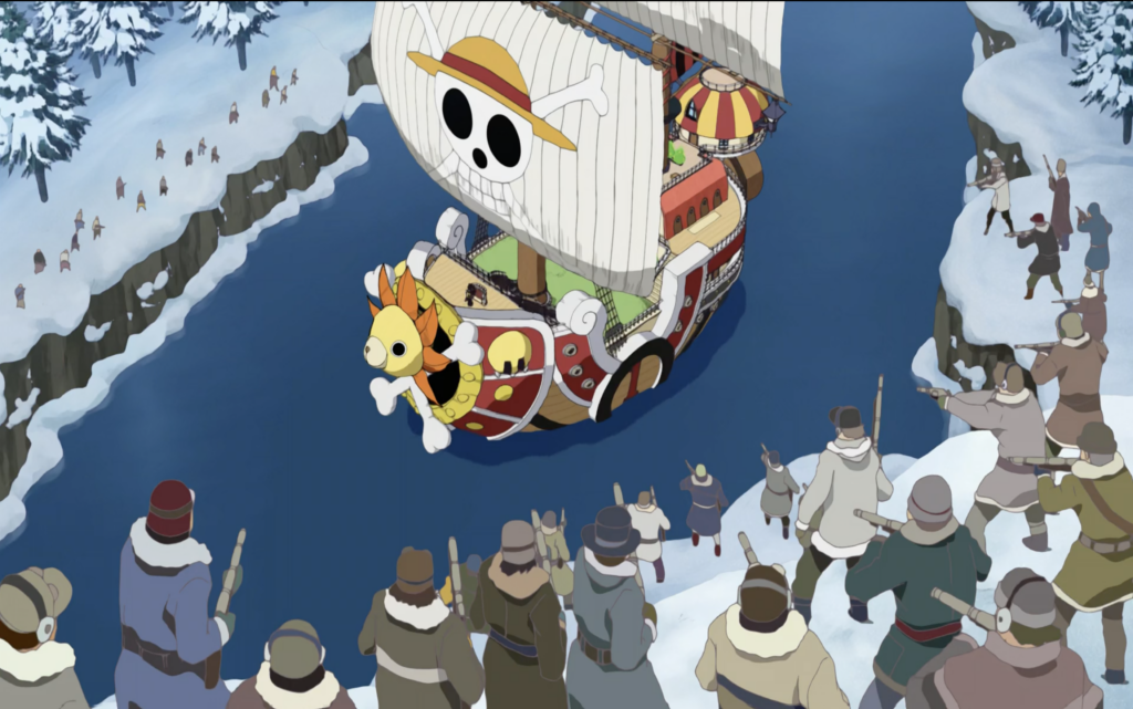 One Piece movie 9 and the main anime canon has some small differences.