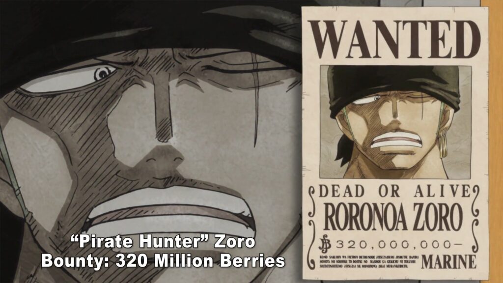 The first Bounty after the time-skip is for 320M Berries for Roronoa Zoro.