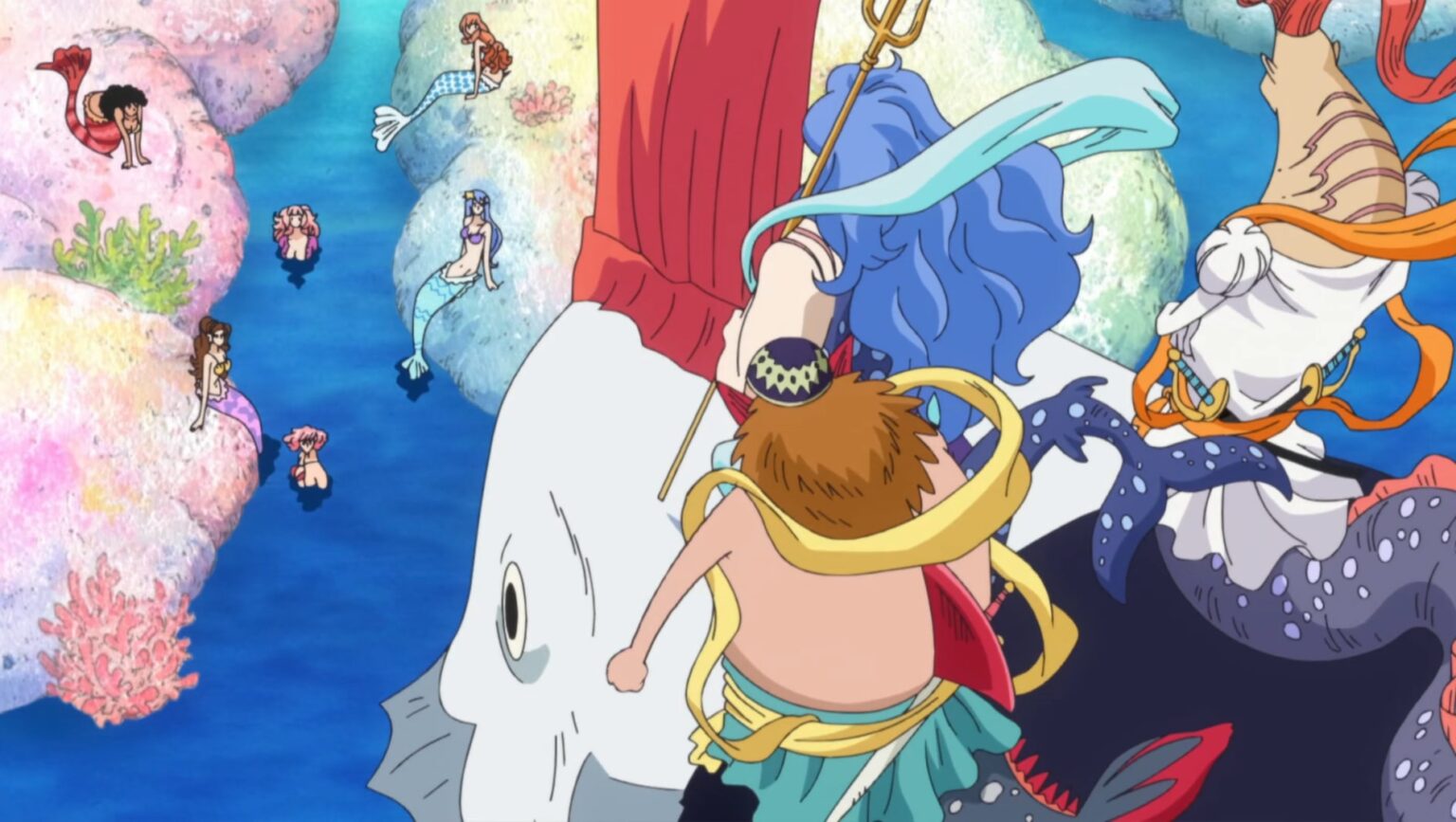 One Piece Merfolks and Fukaboshi are talking in episode 528