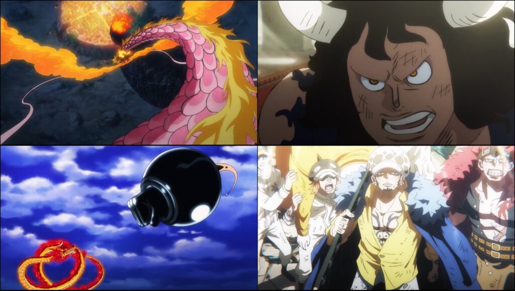 One Piece 1076 Is filled with action. Luffy hits Kaido with his ultimate attack. Momo Saves the Flower Capital. Kaido Flashback.