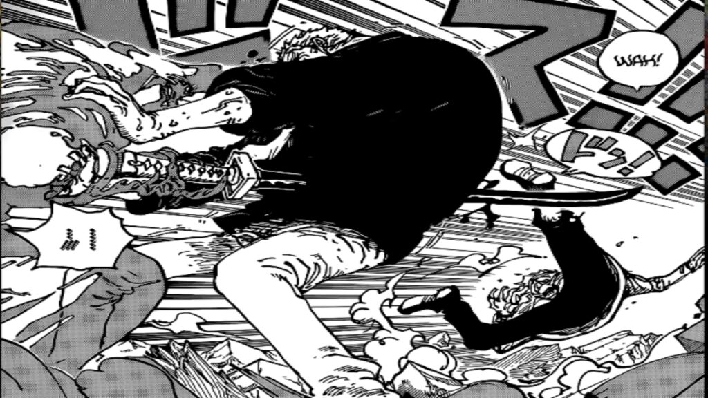 One Piece Chapter 1087 Shiryu used his devil fruit power to stab Garp Mid Combat.