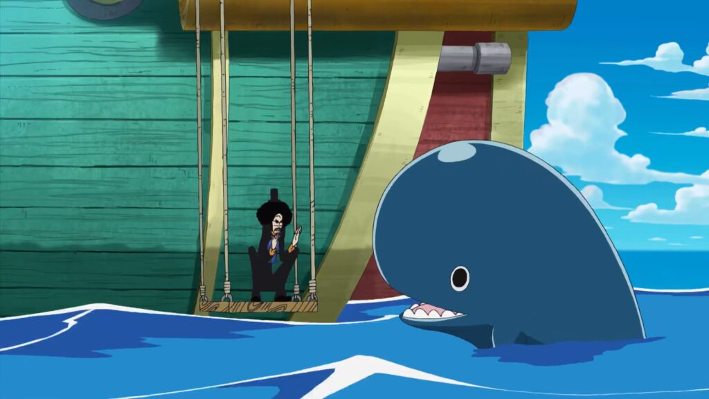 One Piece 378 Brook tells Laboo to wait for him as he will return.
