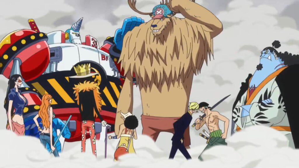 One Piece 518 Straw Hats are fighting with the fishmen to protect everyone.