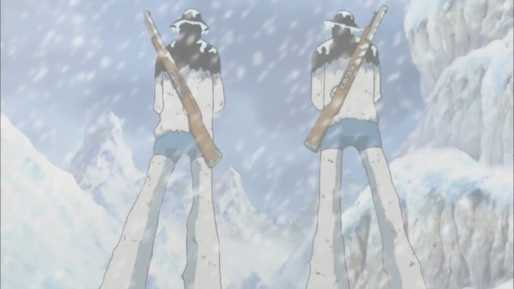 One Piece 591 Yeti Cool Brothers appear in the Punk HAzard Arc and they are huge.