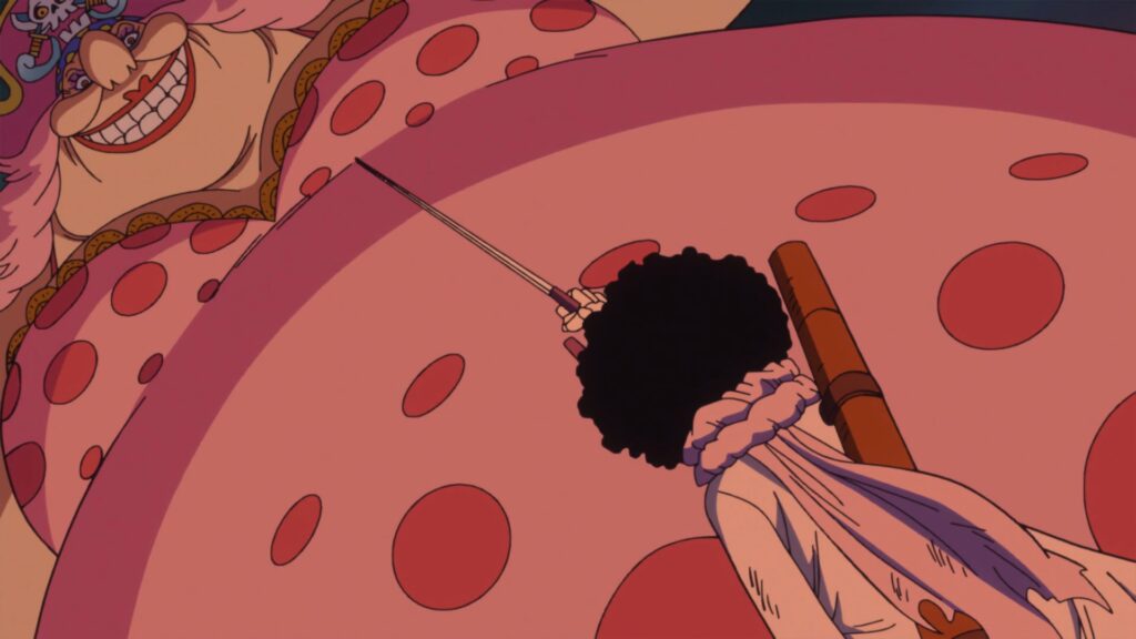 One Piece 818 Brook and Pedro tried to steal the Poneglyph but they fell right into big mom's trap.