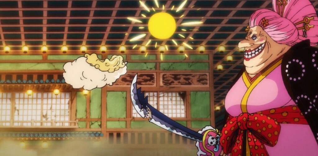 One Piece 888 Napoleon is the Sword of Big Mom and is a sentient homie.