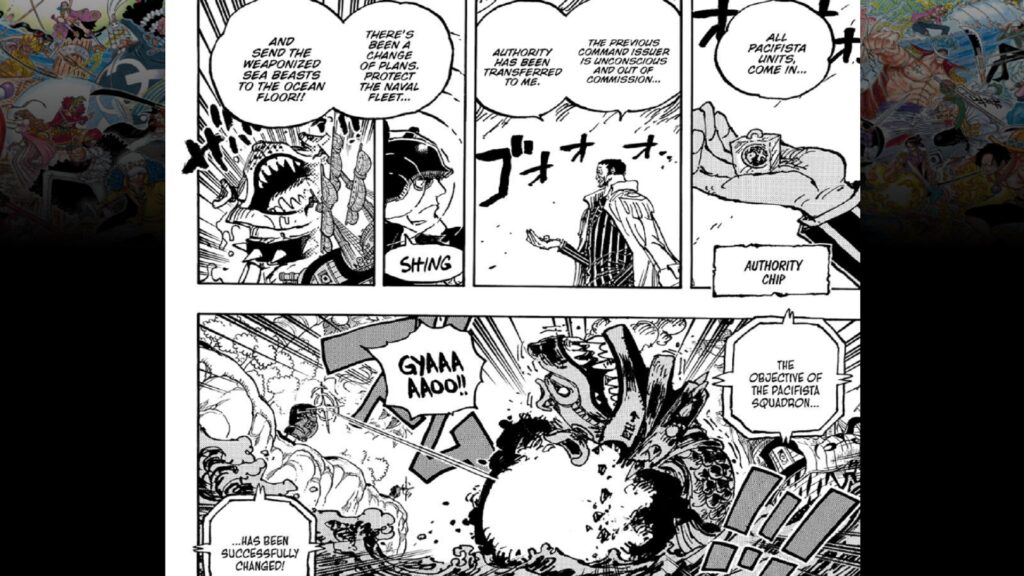 One Piece Chapter 1091 Sentomaru is dead so Pacifistas are switching sides.