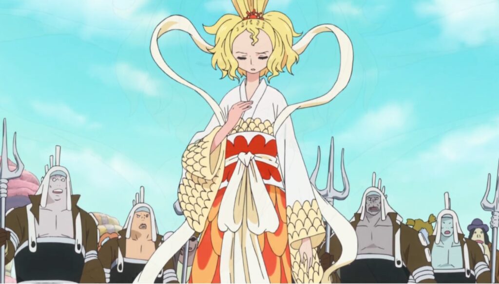 One Piece Queen Otohime (The Goldfish) beating the thief in Episode 450
