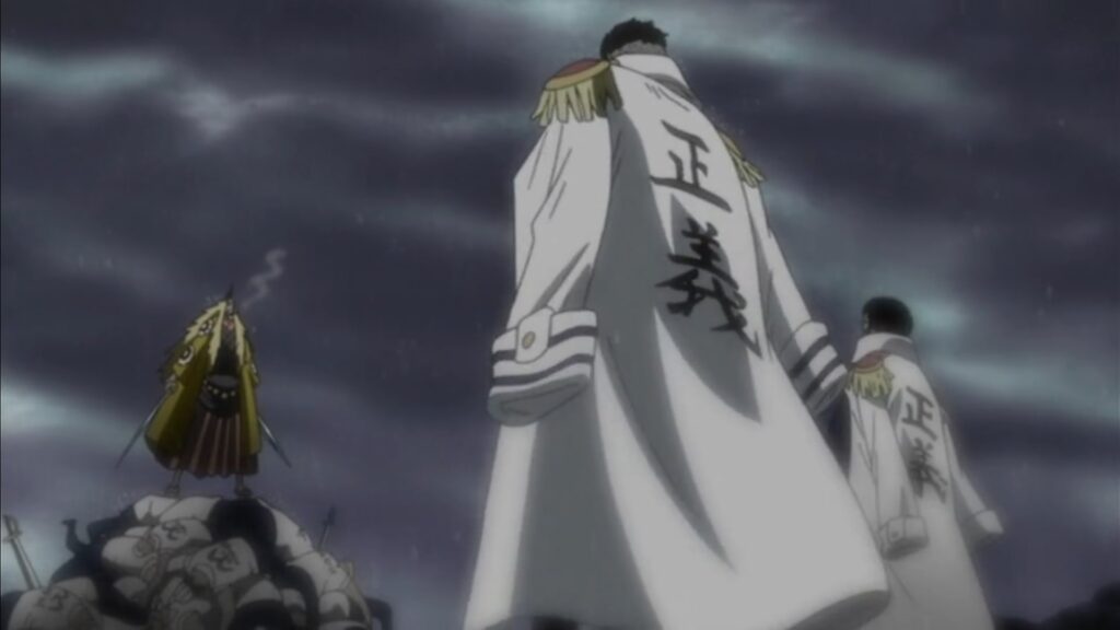 One Piece Shiki Was defeated by Garp and Sengoku and sent to impel Down.