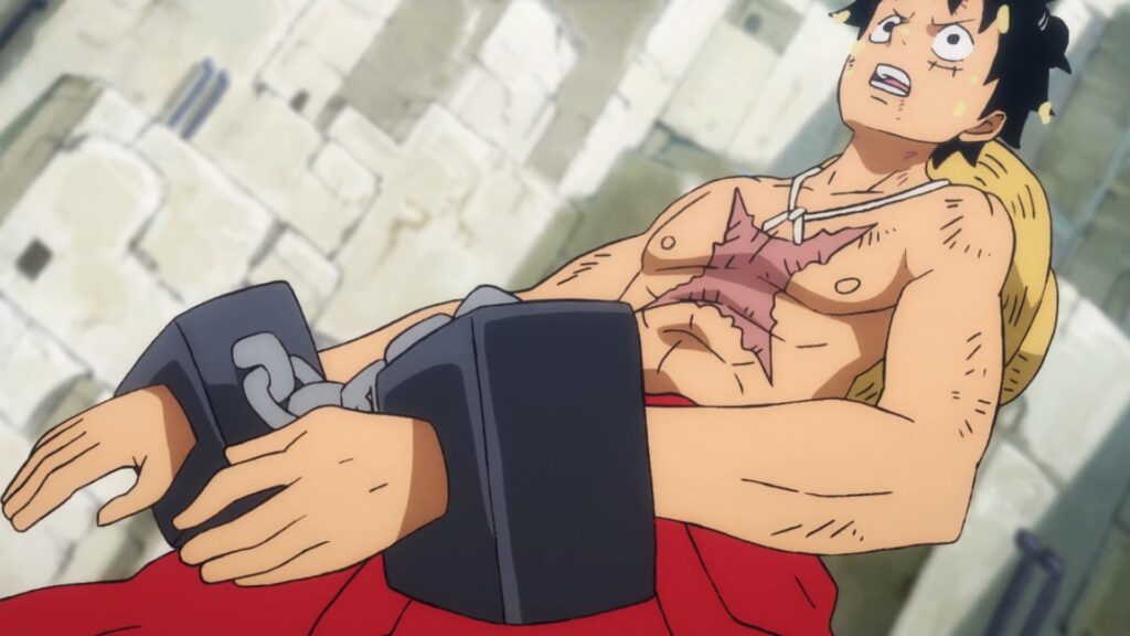 One Piece Luffy is restrained with Seastone