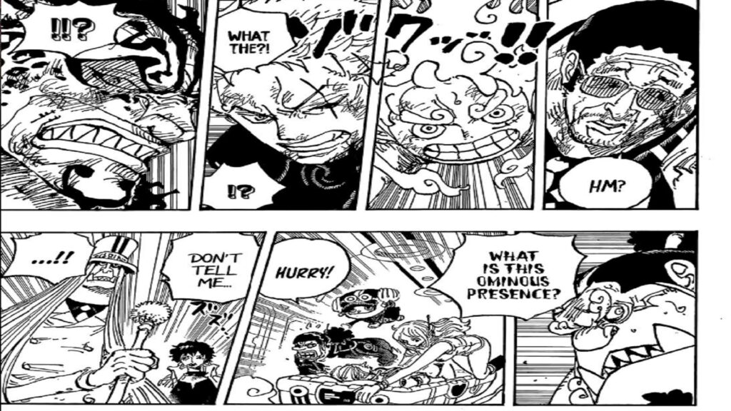 One Piece 1094 Many things happen in this chapter. Luffy fights kizaru. bonney fights Saturn.
