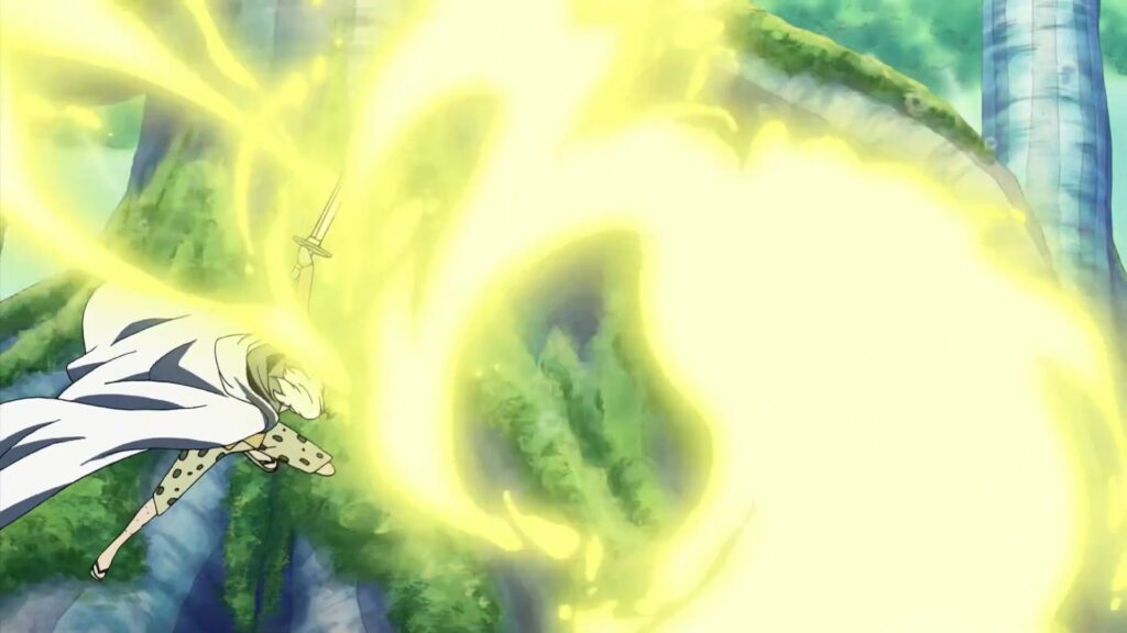 One Piece 401 Kizaru used his Logia Devil Fruit to Evade Rayleigh attack.