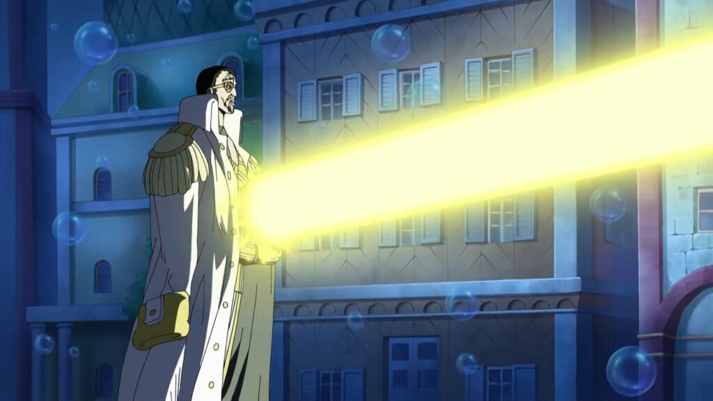 One Piece 401 Kizaru teleport with the power of Pika Pika no Mi.