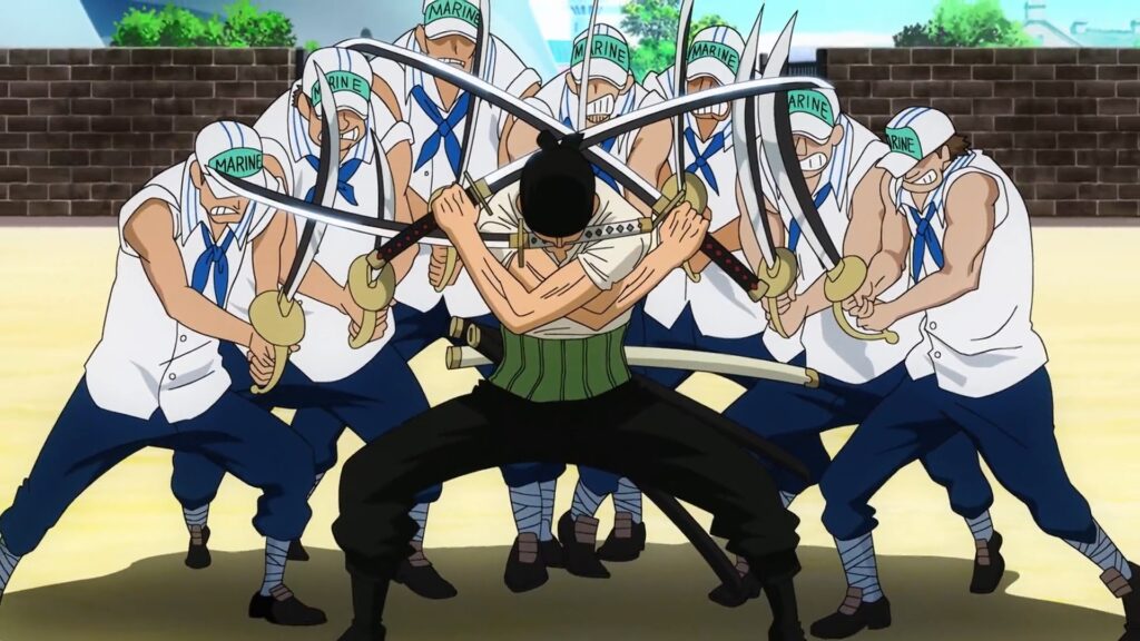 One Piece East Blue Episode Zoro Fought off several marines.