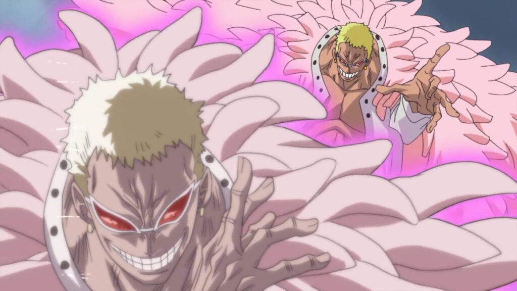 One Piece 700 Doflamingo cloned himself using the string string fruit.