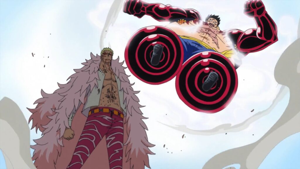 One Piece 726 Luffy fights in Gear 4 Mode against Doffy.