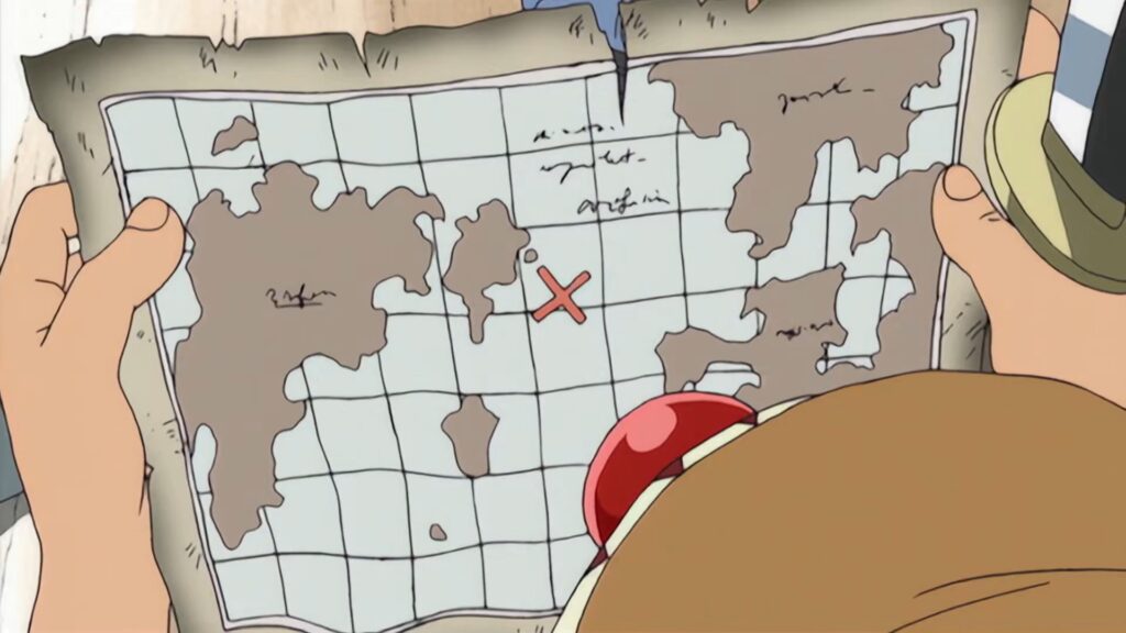 One Piece 8 Buggy found the fruit on a Map.