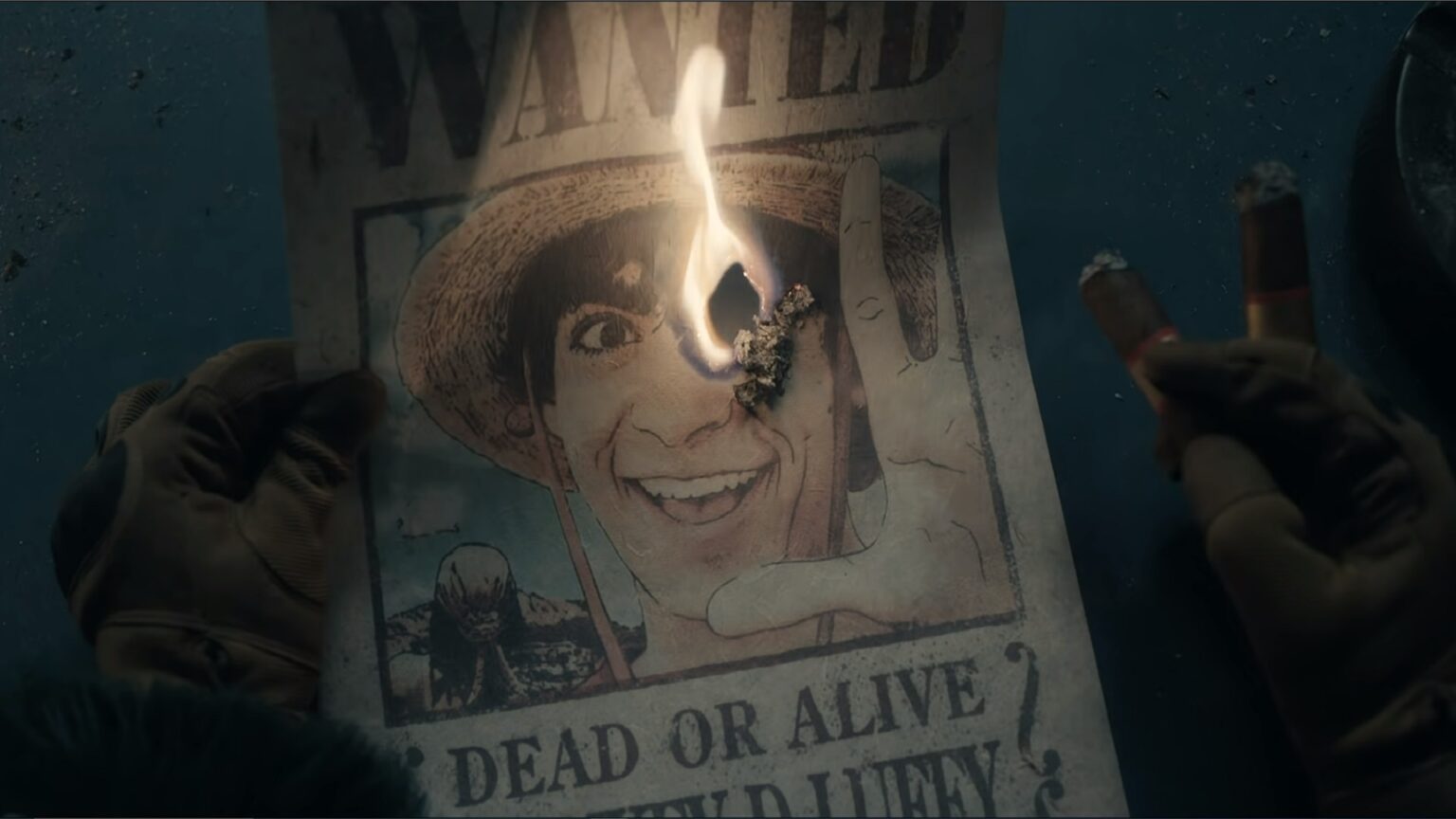 One Piece Live Action Smoker Burns Luffy Poster in second season.
