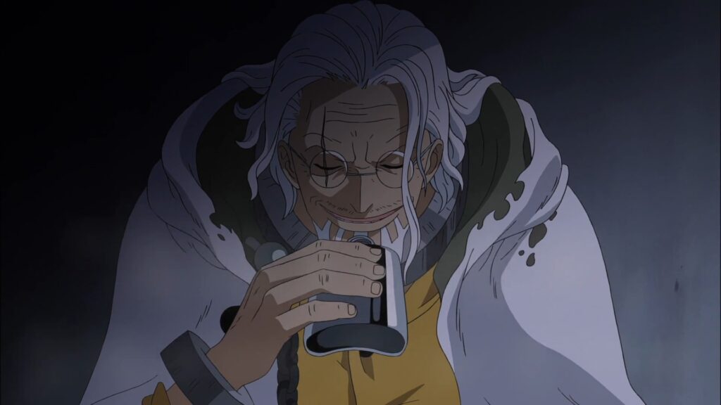 One Piece Silvers Rayleigh drinking alcohol in Episode 394