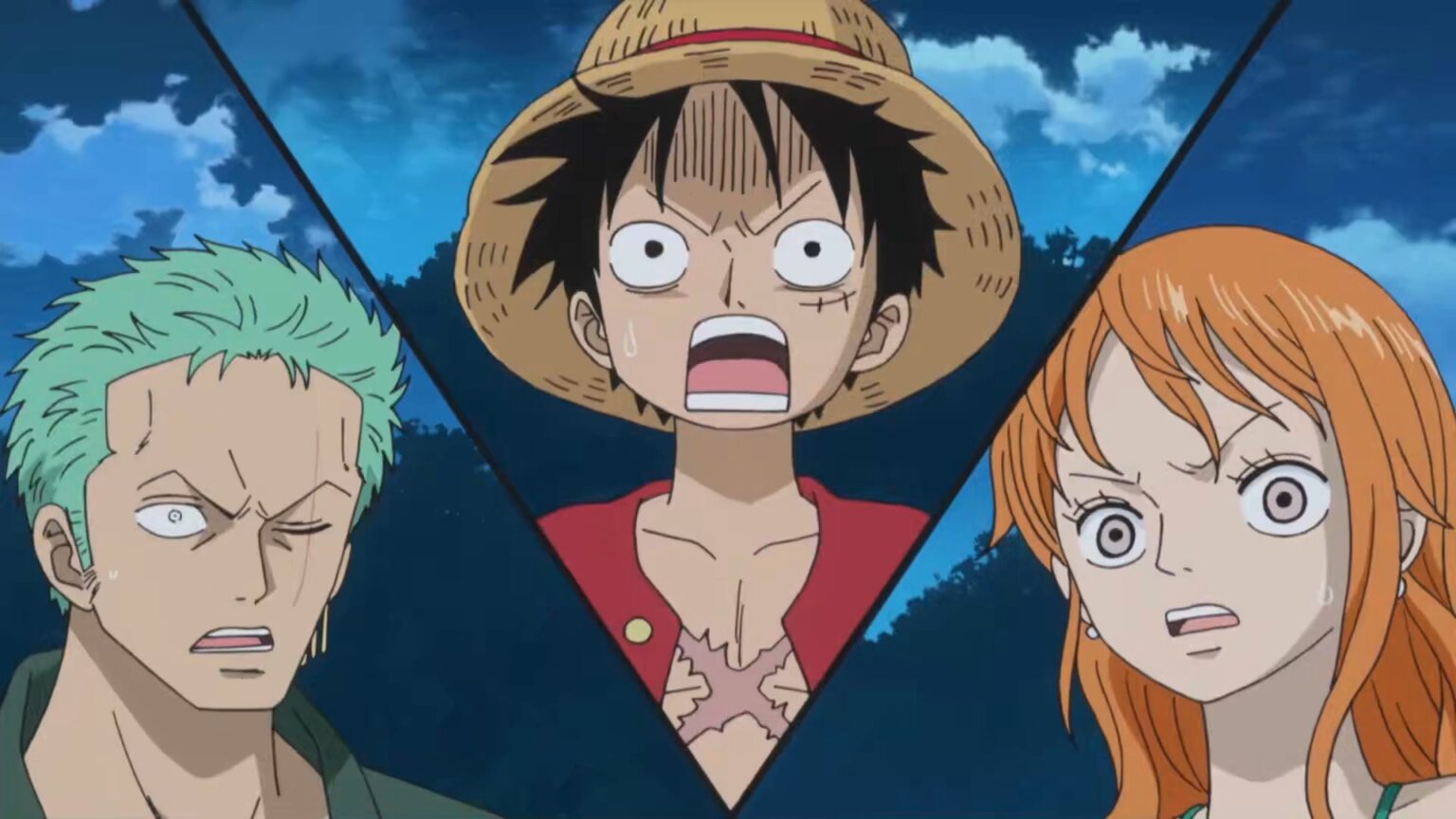 One Piece Straw Hats Crew Zoro, Luffy and Nami