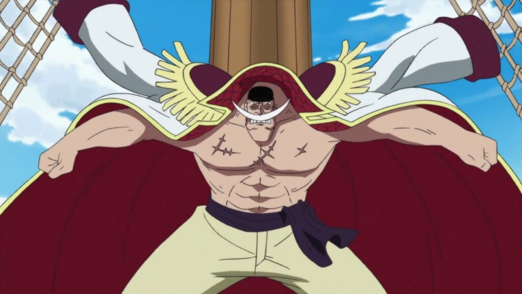 One Piece Whitebeard generates powerful shockwaves by using the Gura GUra no mi.