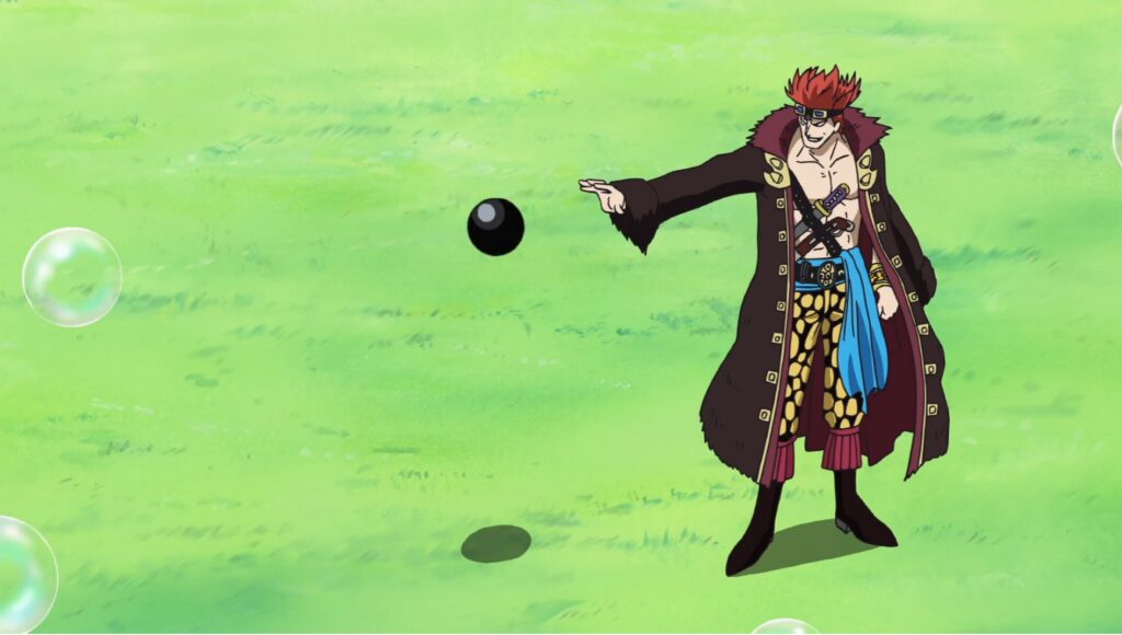 One Piece Eustass Kid is trying out the Jiki Jiki no Mi ability which creates a powerful magnetic field