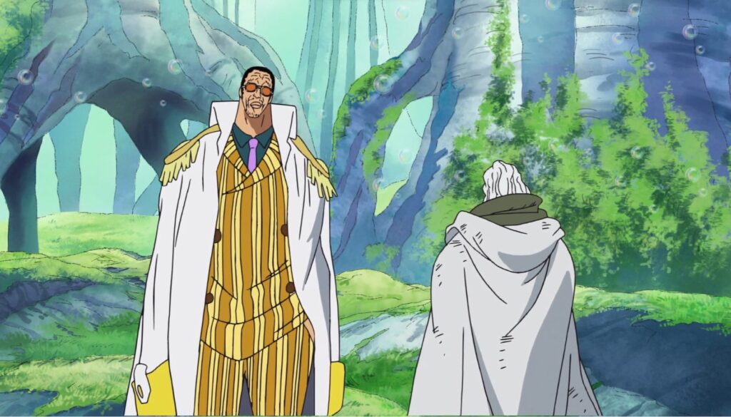 One Piece Kizaru defeated Luffy in Saboady Island.