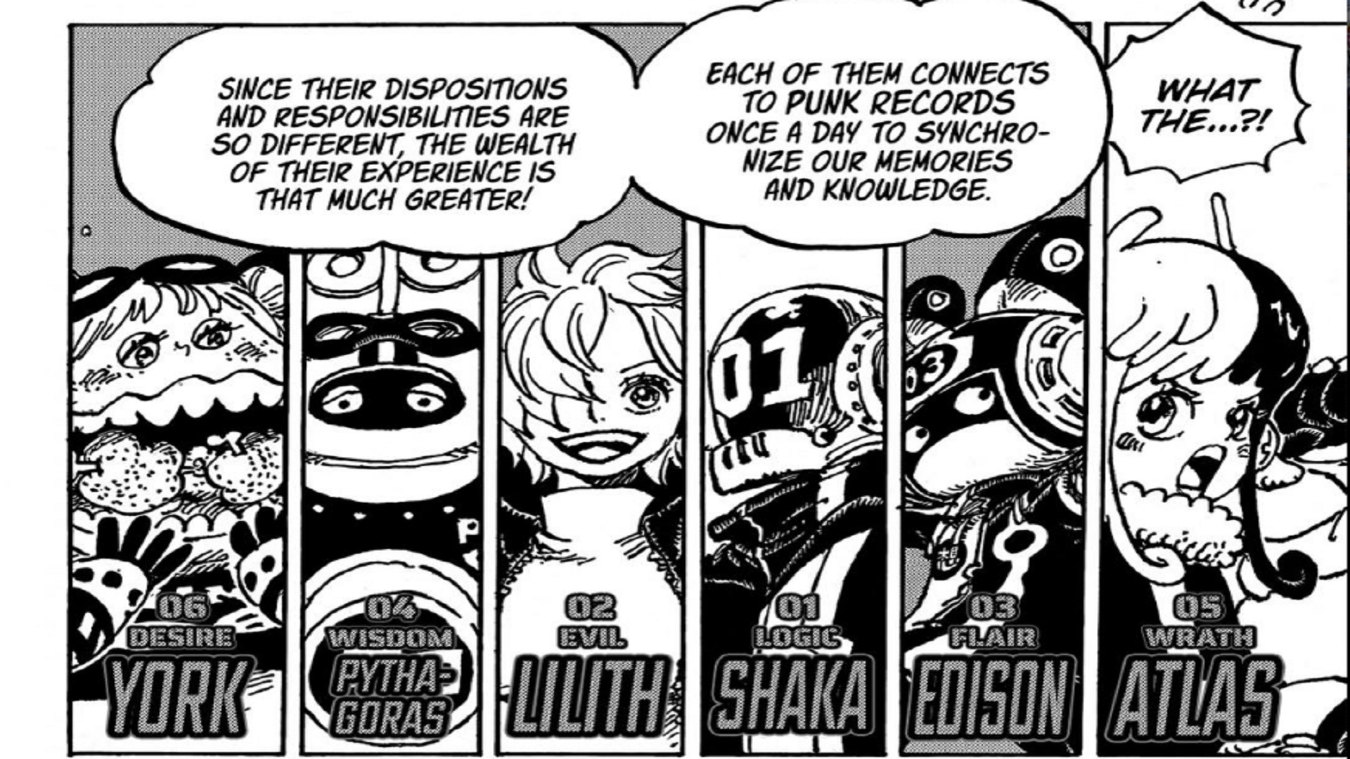 One Piece Vegapunk split himself in other 6 persona.