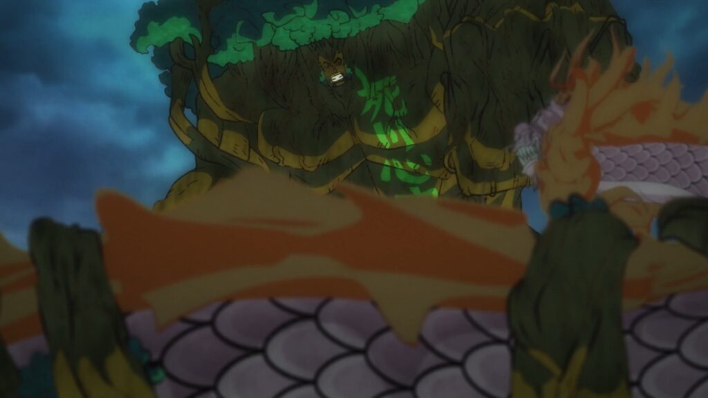 One Piece 1082 Momonosuke tries to defeat greenbull alone.