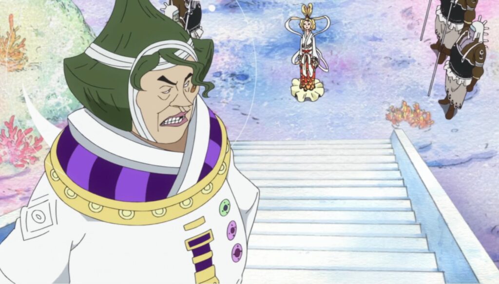 One Piece Saint Mjosgard was saved by Queen otohime.